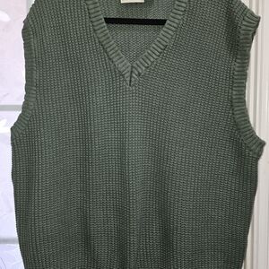 VTG Reebok Golf Cardigan Sleeveless Sweater Vest Size XL Green 100% Cotton